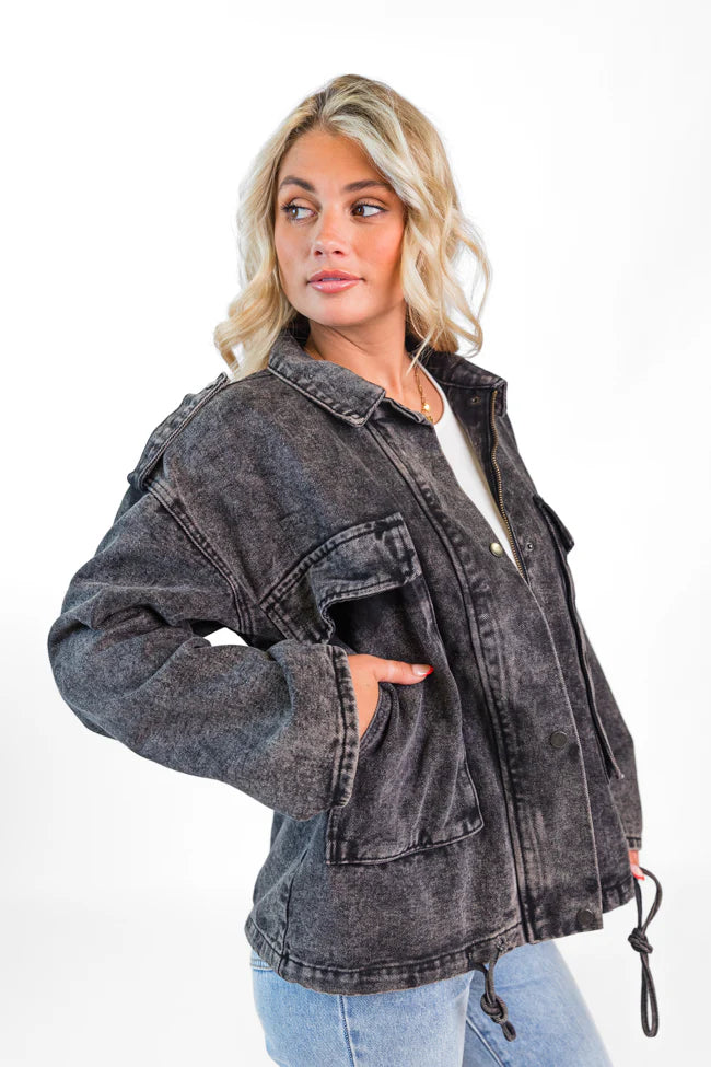 Mandie Washed Black Denim Jacket