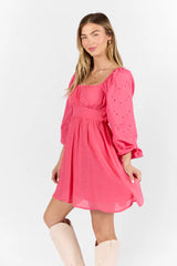 Beautiful Thoughts Pink Lace Sleeve Mini Dress