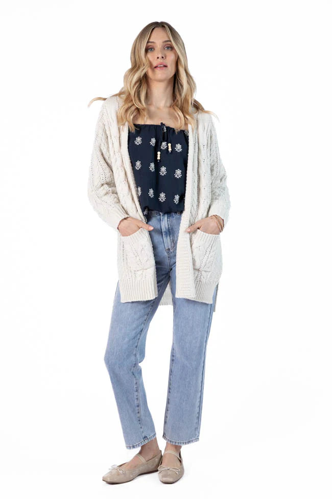 Sweet Nothings Cream Chunky Cable Knit Cardigan