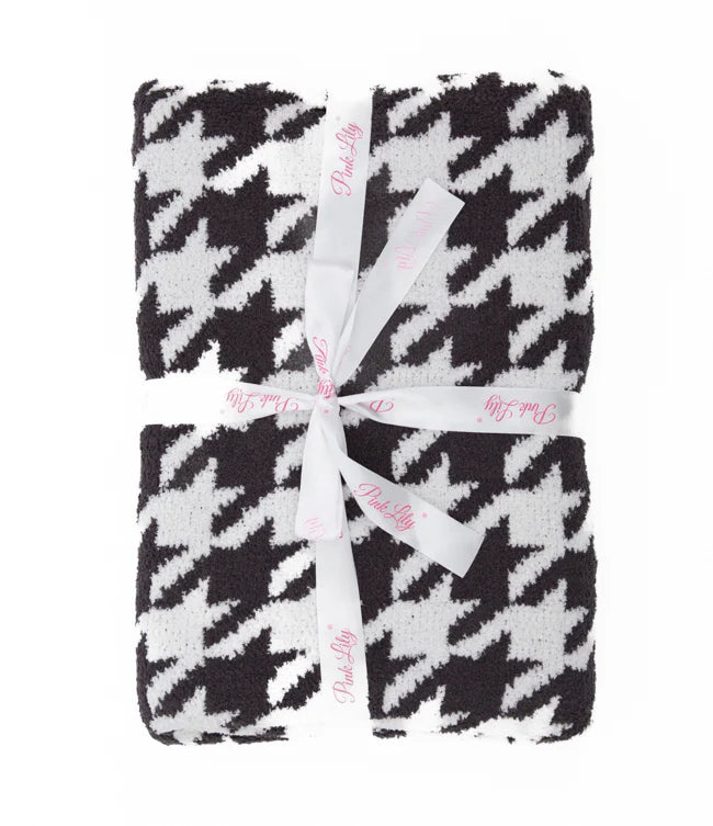 Make Me Believe Black Houndstooth Blanket SALE