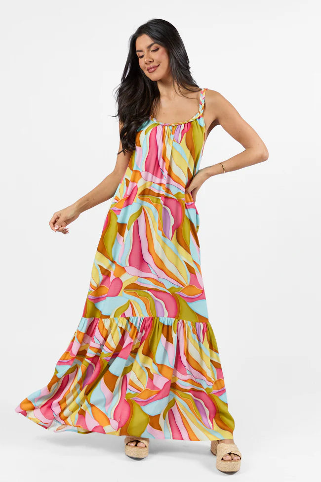 Painting The Sky Multi Print Maxi Dress