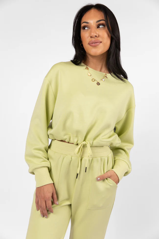 Only One Lime Drawstring Hem Pullover SALE