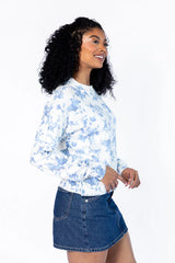 Blooming Love Blue Crew Neck Floral Sweater