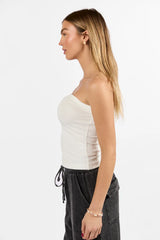 Coastal Pursuit Ivory Strapless Textured Knit Top