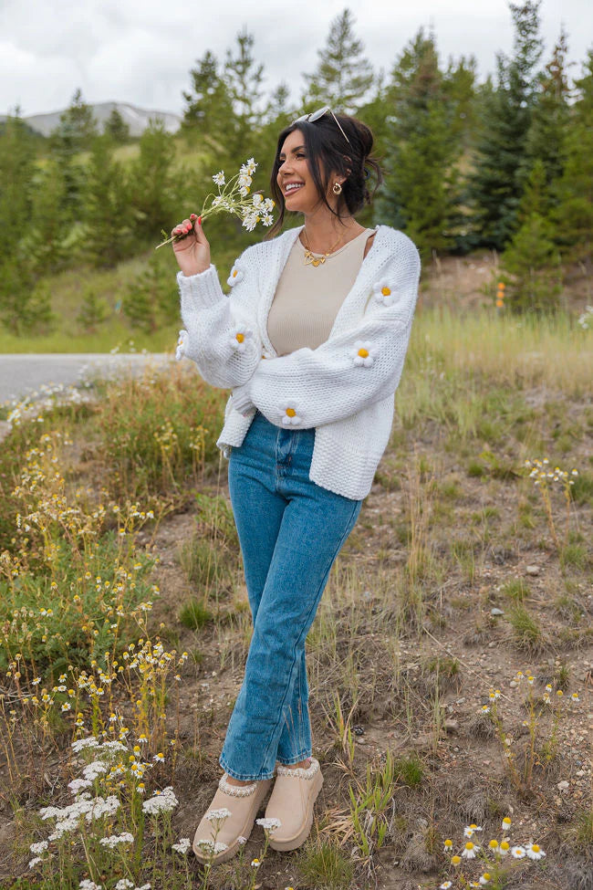 The Way I Feel Ivory Floral Applique Cardigan