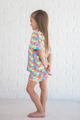 Kid's Good To Get Away In Glamour On The Grid Pajama Set SALE