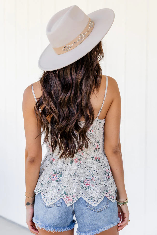 Heartbreak Proof Beige Eyelet Lace Floral Tank SALE