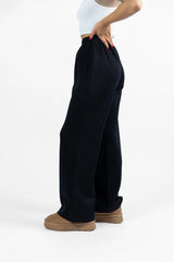 Let's Just Stay Black Knit Wide Leg Pants