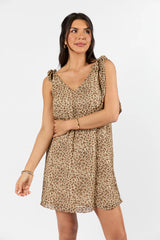 Wild Love Leopard Print Tie Shoulder Dress