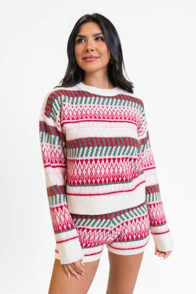 Casual Love Multi Fair Isle Knitted Sweater Set  FINAL SALE