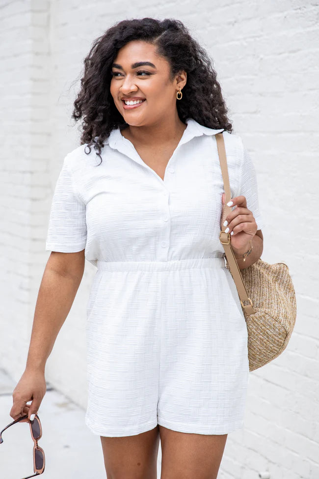 Always On Your Side White Button Up Romper FINAL SALE