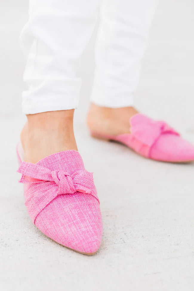 Audry Pink Tweed Bow Mule Flats FINAL SALE