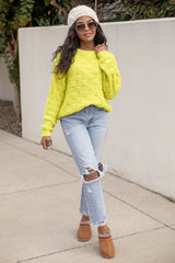 High Expectations Lime Woven Textured Sweater FINAL SALE