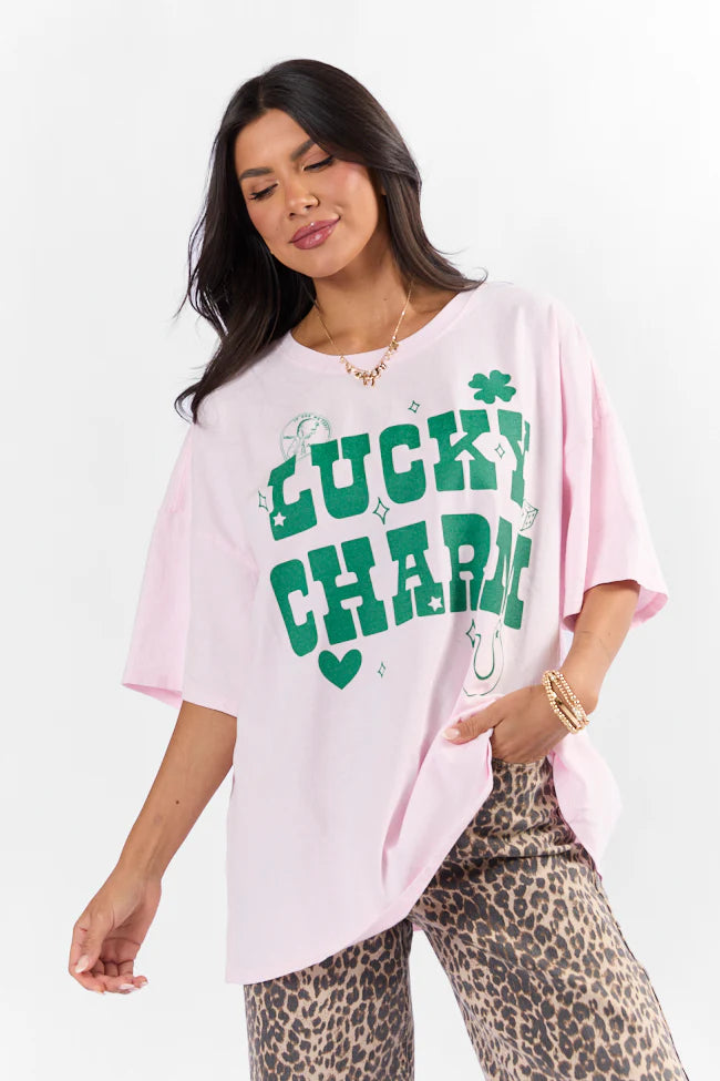 Lucky Charm Soft Pink Hyfve Oversized Graphic Tee