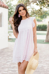 You Found My Heart Light Pink Round Neck Lace Romper Dress FINAL SALE