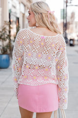 Right This Way Flower Crochet Sweater SALE