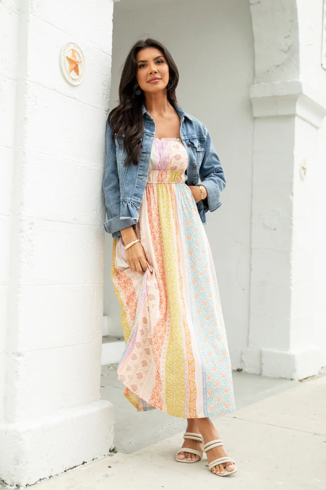 Lovingly Yours Multi Patchwork Print Midi Dress