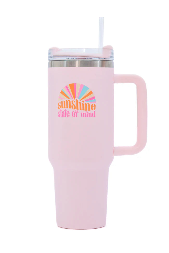 Sippin' Pretty Sunshine State Of Mind 40 oz Drink Tumbler With Lid And Straw SALE