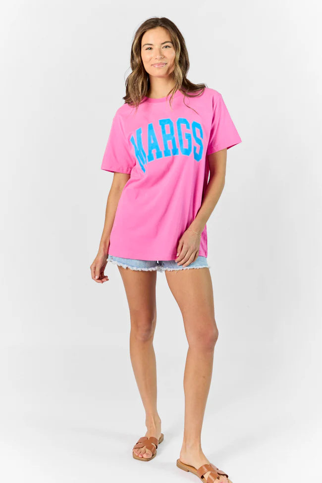 Margs Hot Pink Oversized Graphic Tee