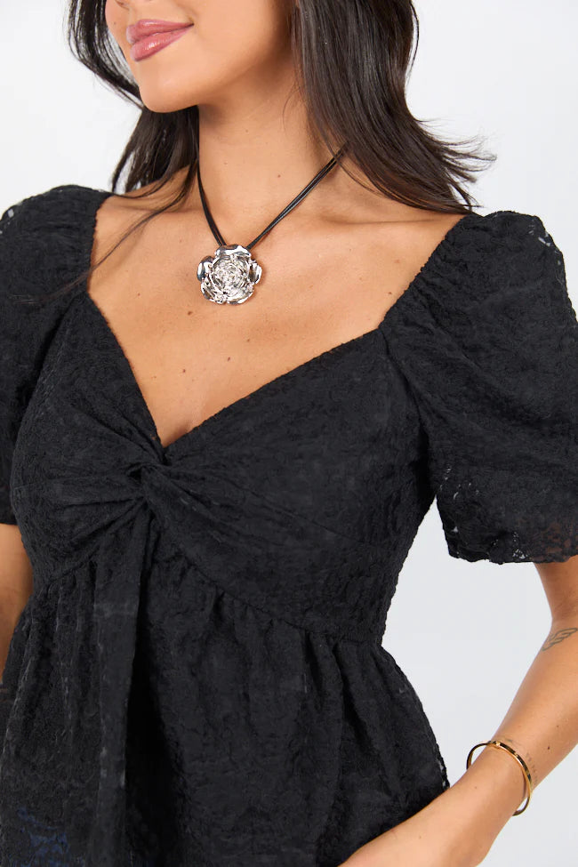 Twist On Things Black Bust Lace Blouse