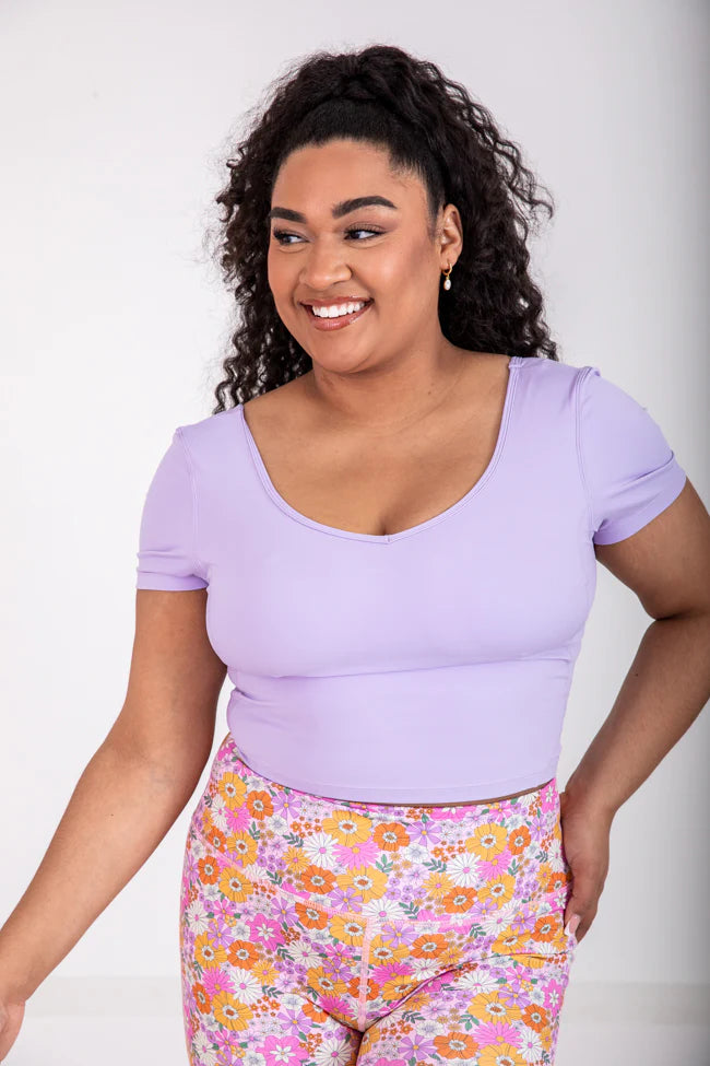 Carpe Diem Lilac Active Short Sleeve Top FINAL SALE