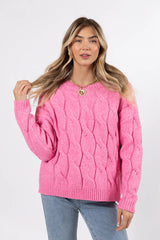 Steer Me Right Pink Oversized Cable Knit Sweater SALE