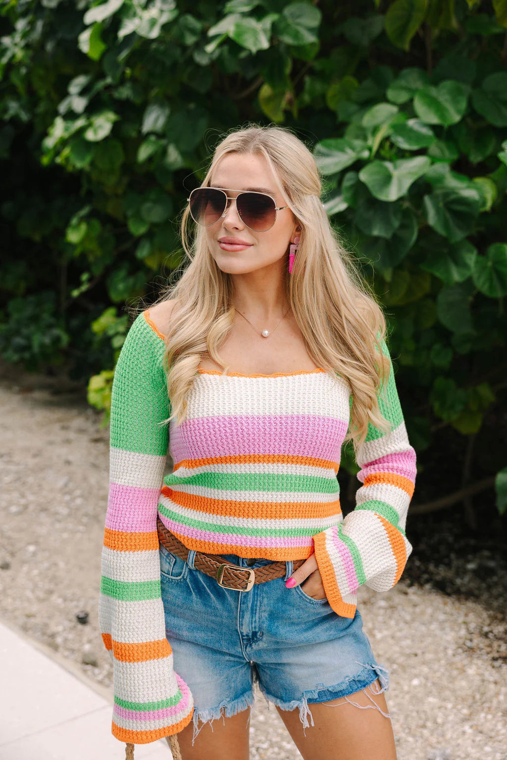 Make It Better Multi Striped Square Neck Sweater SALE