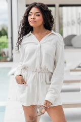 My First Pick Ivory Textured Collared Romper SALE