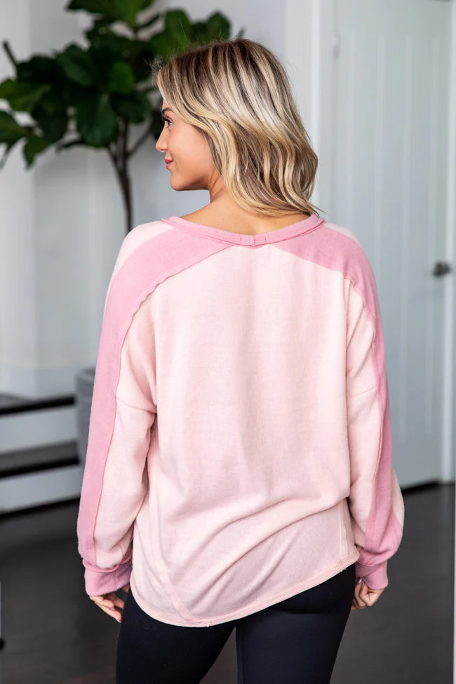 Fall For You Pink Colorblock Top FINAL SALE