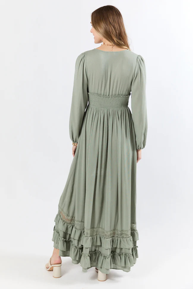 Lucky To Have You Sage Maxi Dress - Coming Soon