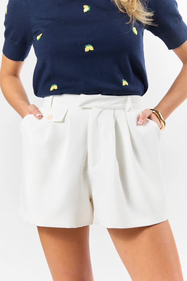 Fresh Path Ivory Tailored Shorts