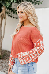 Do Your Best Rust Multi Crochet Sleeve Sweater FINAL SALE