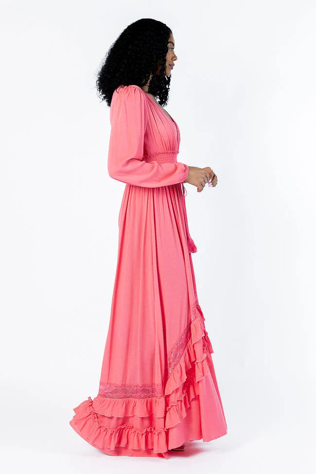 Lucky To Have You Coral Maxi Dress