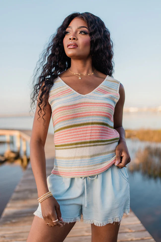 On The Cape Multi Stripe Sweater Tank SALE