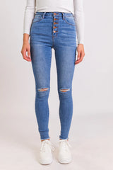 Chelsie Light Wash Busted Knee Tall Jeans FINAL SALE