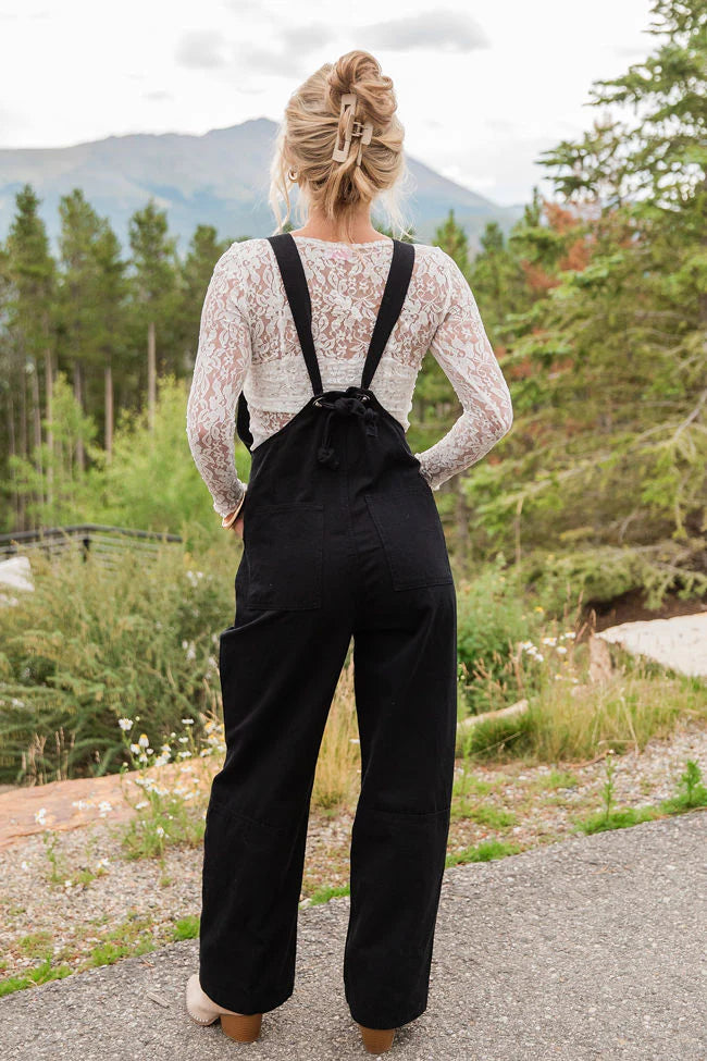 Can't Replace You Black Button Front Wide Leg Overalls FINAL SALE