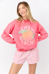 Life Is Peachy Light Red Graphic Sweatshirt