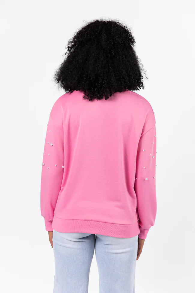 Always Us Pink Pearl Embellished Pullover FINAL SALE