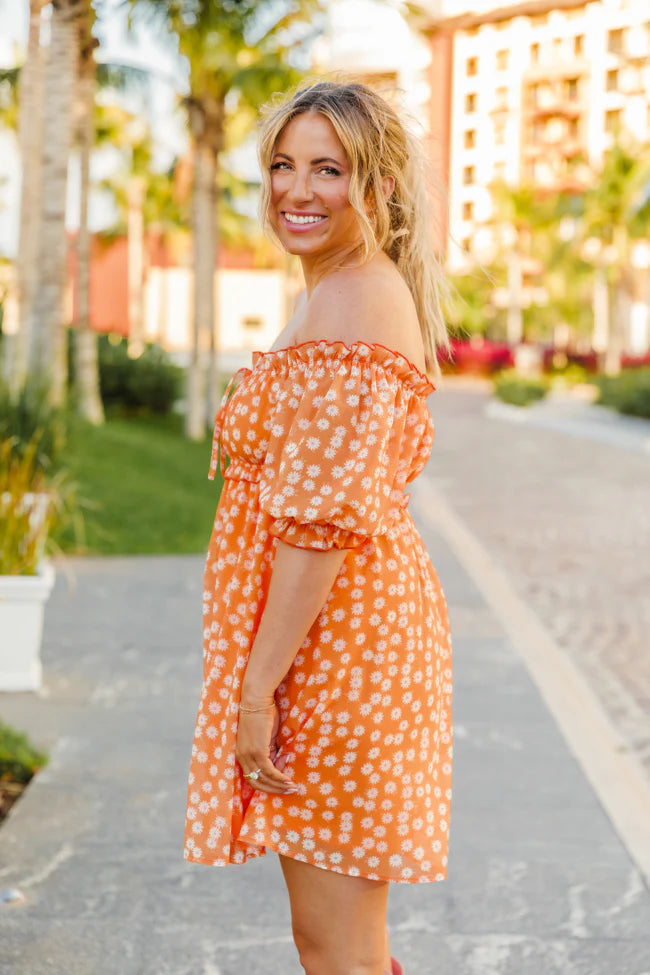 Golden Hour Gulf Orange Floral Dress SALE