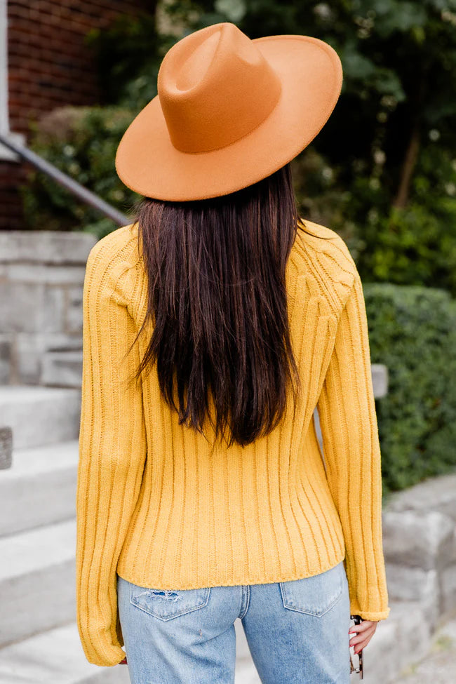 Letting You Go Mustard Chenille Turtleneck Sweater  FINAL SALE