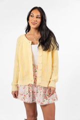 Do Me A Solid Yellow Button Up Cardigan