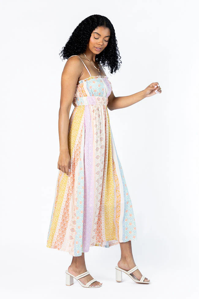 Lovingly Yours Multi Patchwork Print Midi Dress