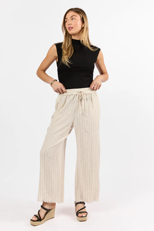 Full Sail Beige Linen Blend Striped Pants