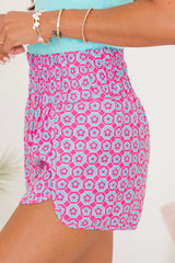 Errands to Run Fuchsia Tile Print High Waist Shorts SALE