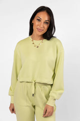 Only One Lime Drawstring Hem Pullover SALE