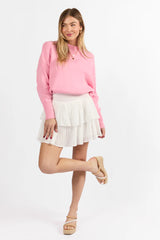 Breezy Ivory Textured Tiered Skort