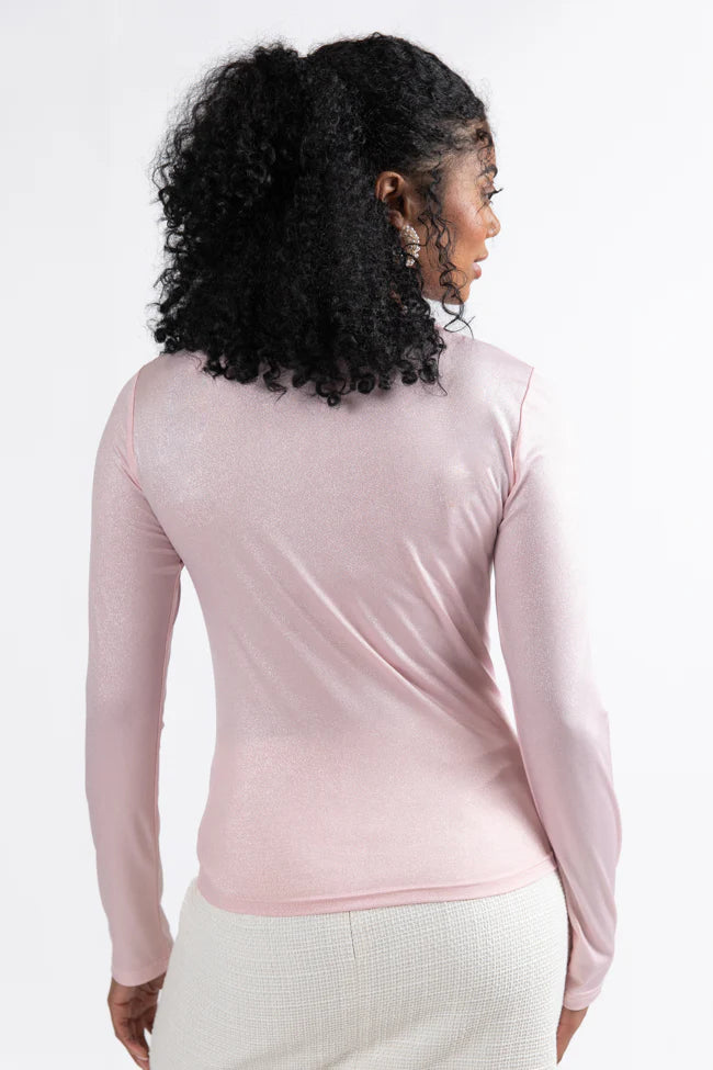 Smitten For You Pink Shimmer Fitted Top FINAL SALE