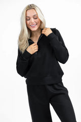 Let's Just Stay Black Quarter Zip Knit Pullover