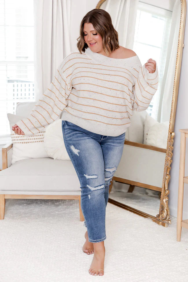 Sprinkle Of Love Wide Neck Striped Sweater  FINAL SALE