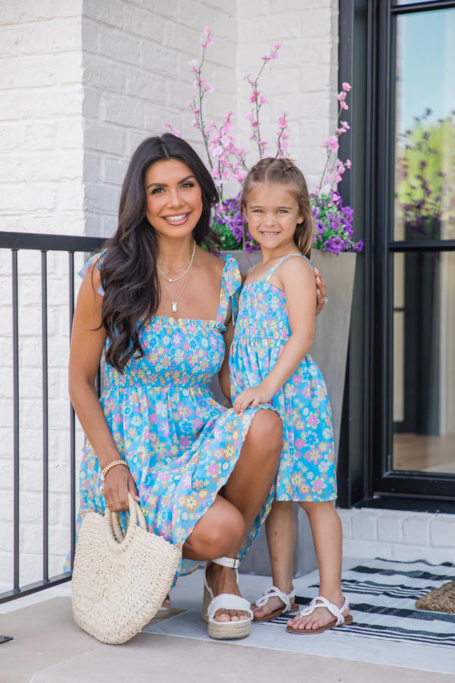 Sunny Skies Blue Floral Mini Dress